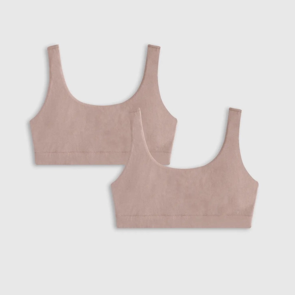 NEW QUINCE Pack Of 2 Organic Cotton Tank Bralettes Mink 12